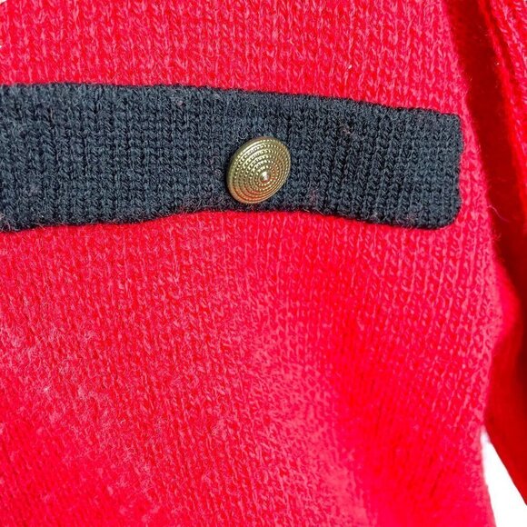 Vintage Karen Scott Wool Blend Cozy Knit Red Christmas Holiday Cardigan Sweater - Picture 8 of 12